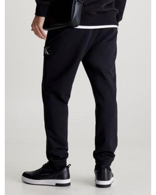 Calvin Klein Skinny Badstoffen joggingbroek Met Embleem in het Black voor heren