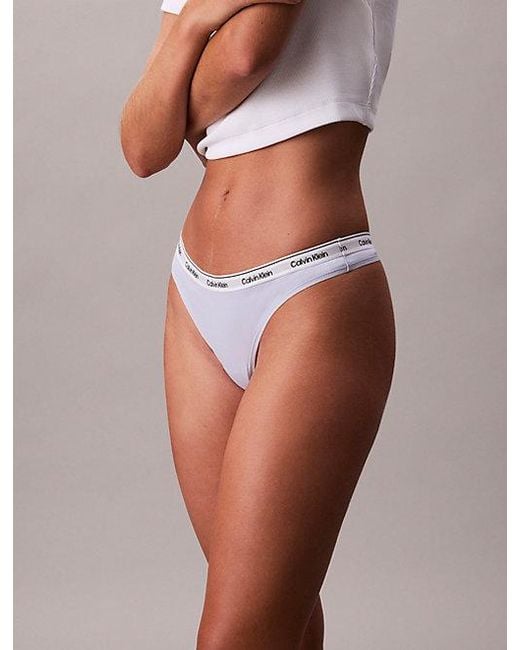 Calvin Klein White Thong Icon Logo