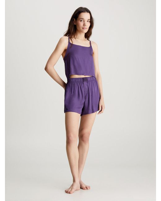 Calvin Klein Purple Cami And Shorts Pyjama Set - Pure Sheen