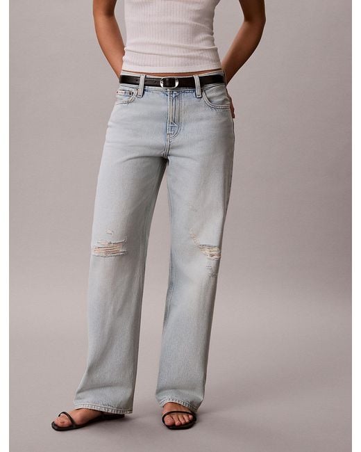 Calvin Klein Blue 90's Straight Distressed Jeans