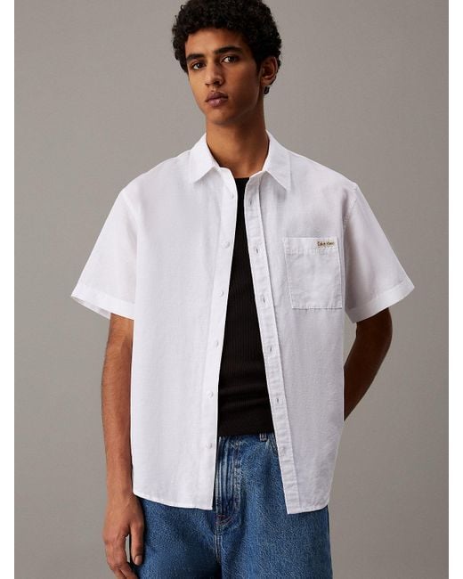Camicia A Manica Corta di Calvin Klein in White da Uomo
