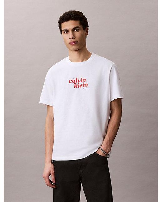 Calvin Klein White Jeans Relaxed Logo T-Shirt for men