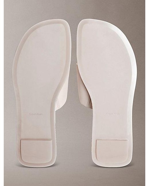 Calvin Klein Gray Carla Leather Square Toe Thong Sandals