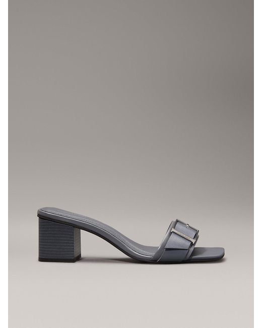 Calvin Klein Gray Leather Heeled Sandals