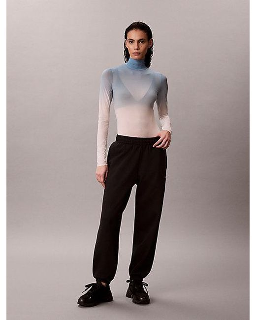 Calvin Klein Blue Sport Thermal Baselayer Turtleneck Bodysuit