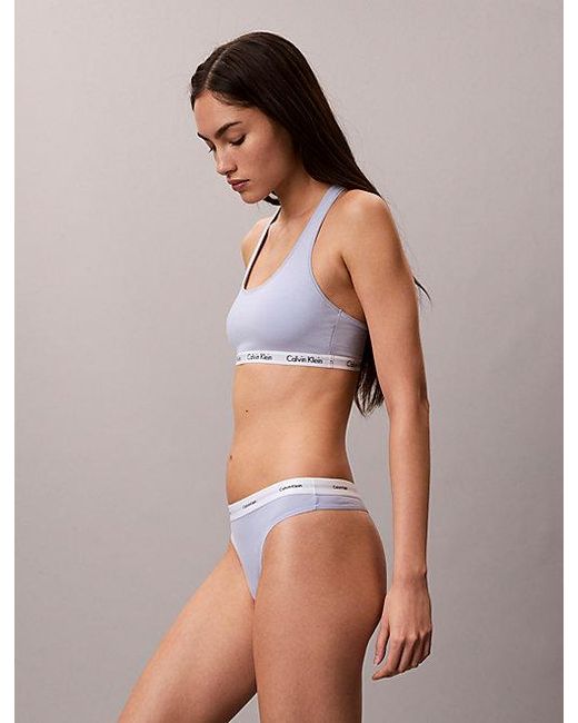 Calvin Klein Purple Thong Cotton Stretch Rib