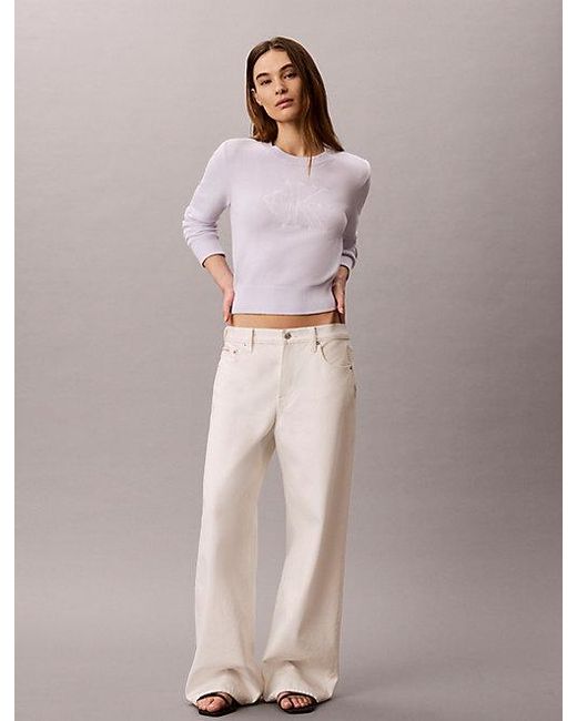 Calvin Klein Purple Jeans Monologo Outline Jumper
