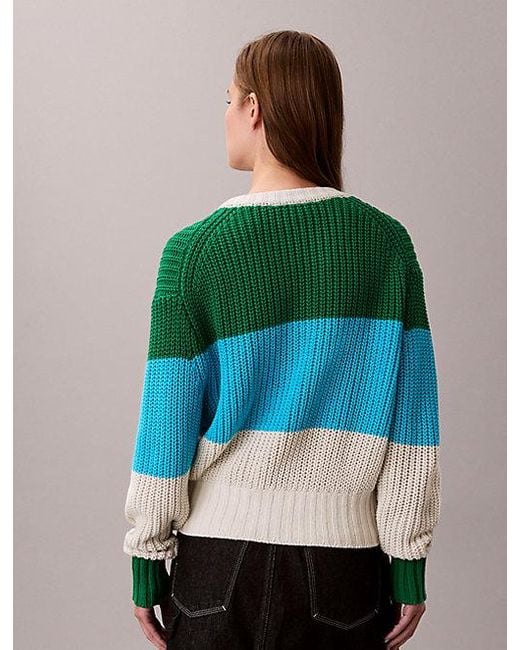 Calvin Klein Green Lässiger Pullover Mit Groben Streifen
