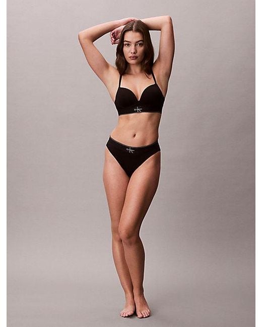 Calvin Klein Brown High Waist Bikini Briefs Graphic Monogram Microfibre Stretch