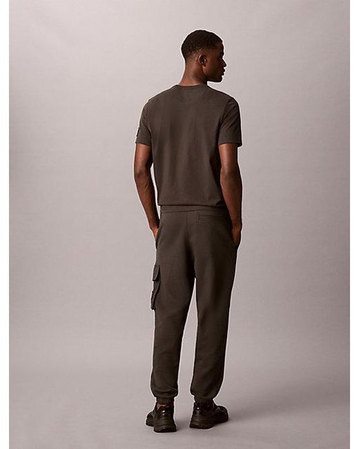 Calvin Klein Brown Cotton Terry Cargo Joggers for men