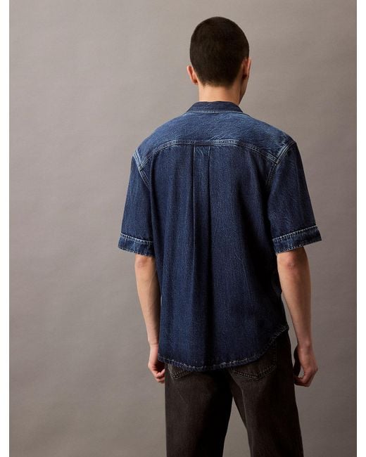 Chemise À Manches Courtes En Jean Et Lyocell Calvin Klein pour homme en coloris Blue