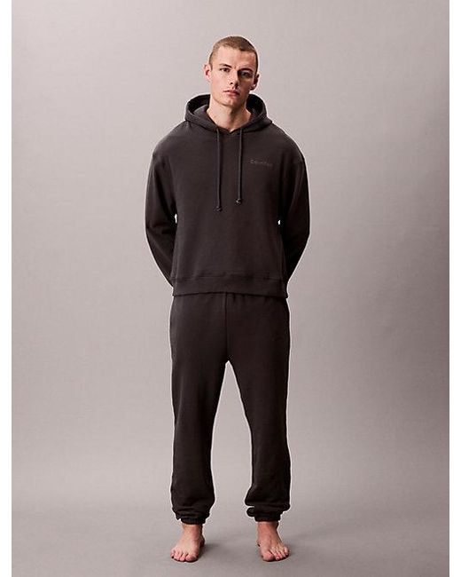 Calvin Klein Black Cotton Terry Blend Lounge Hoodie for men