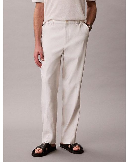Calvin Klein Multicolor Tapered Linen Blend Trousers for men
