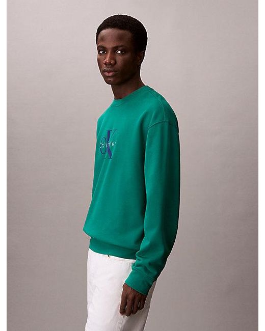 Calvin Klein Green Jeans Oversized Monogram Sweatshirt for men