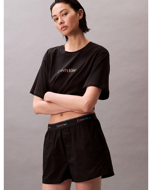 Short De Pyjama En Popeline De Coton Calvin Klein en coloris Black