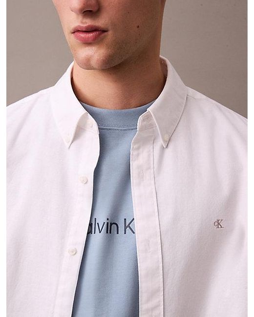 Calvin Klein Klassisch Einfarbiges Oxford-Button-Down-Hemd in White für Herren