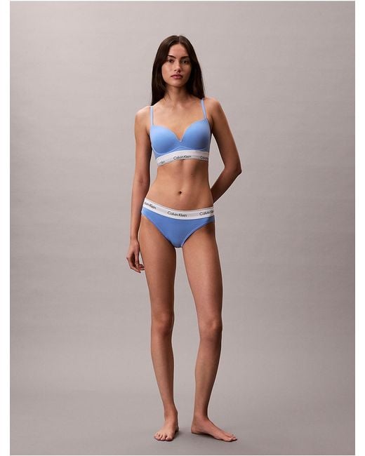 Calvin Klein Blue Icon Cotton Modal Plunge Bra
