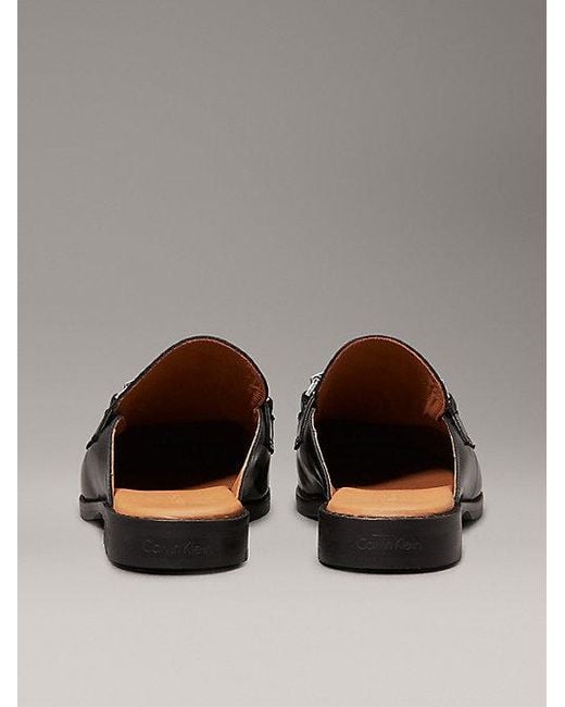 Calvin Klein Gray Leder-Mules