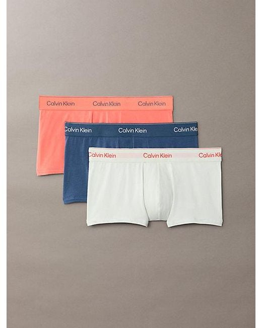 Calvin Klein Blue 3 Pack Low Rise Trunks Icon Cotton Stretch for men
