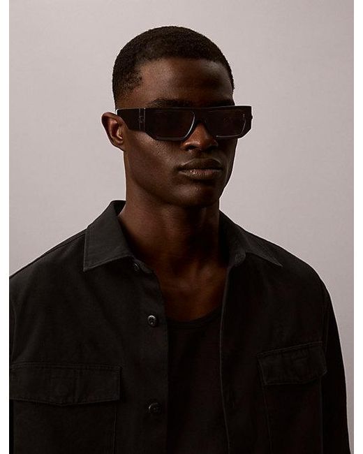 Calvin Klein Black Jeans Modified Rectangle Sunglasses for men