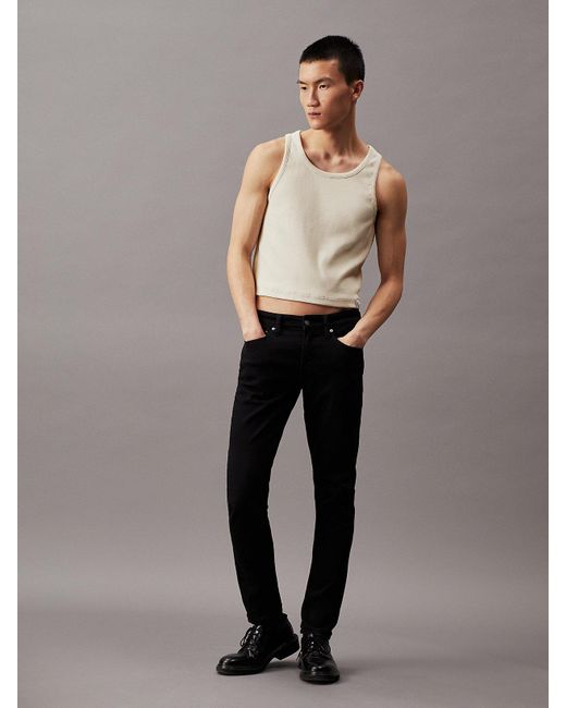 Calvin Klein Gray Ribbed Cotton Tank Top for men