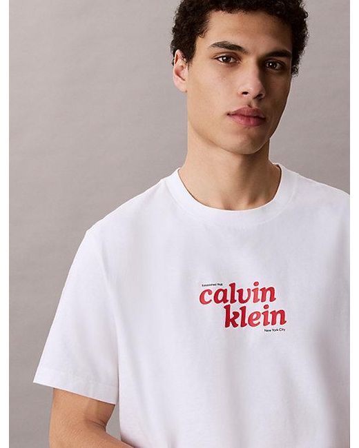 Calvin Klein White Jeans Relaxed Logo T-Shirt for men