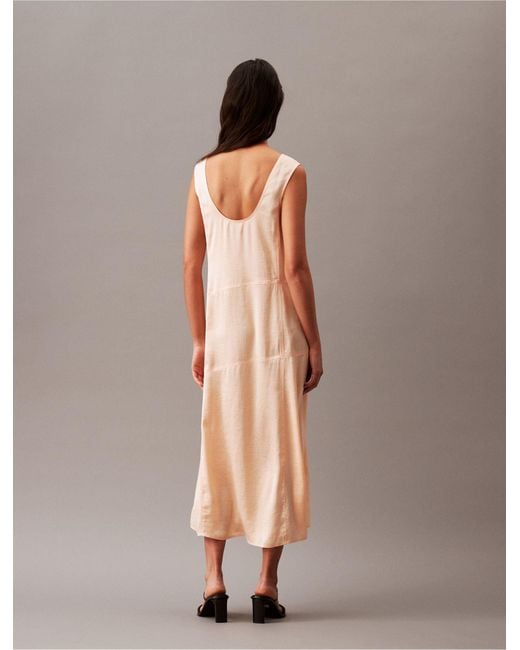 Calvin Klein Gray Crushed Satin Maxi Dress