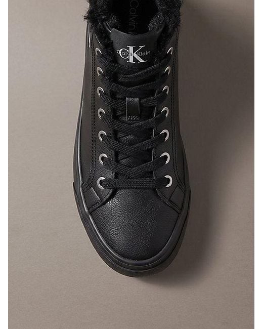 Calvin Klein Brown Leather Platform High Top Trainers