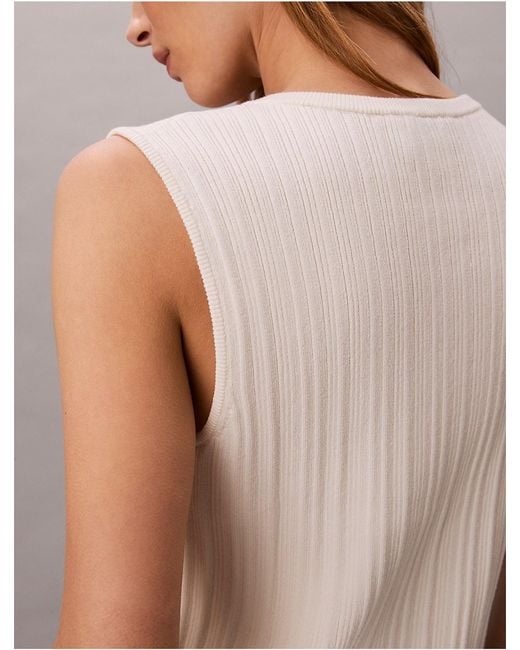 Calvin Klein Blue Calvin Klein Smooth Cotton Rib Button-Down Tank Top