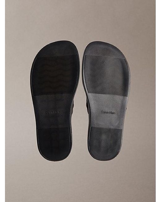 Calvin Klein Multicolor Ck Milo Leather Logo Jacquard Sandals for men