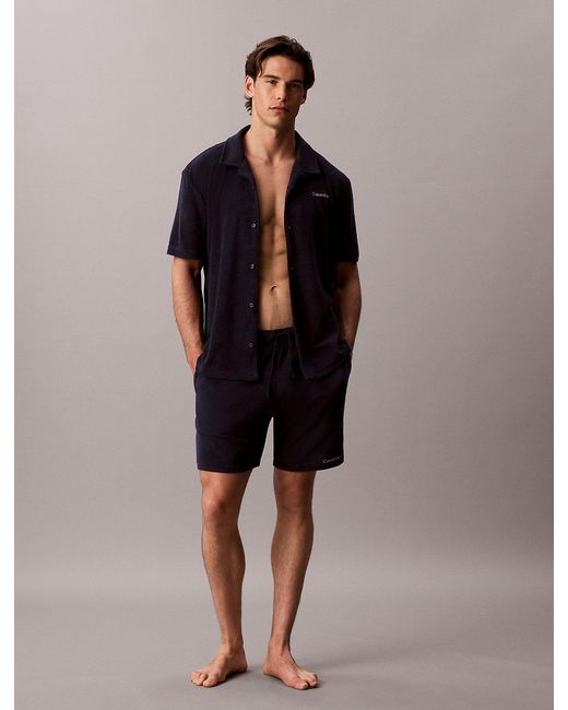 Calvin Klein Blue Long Drawstring Beach Shorts for men