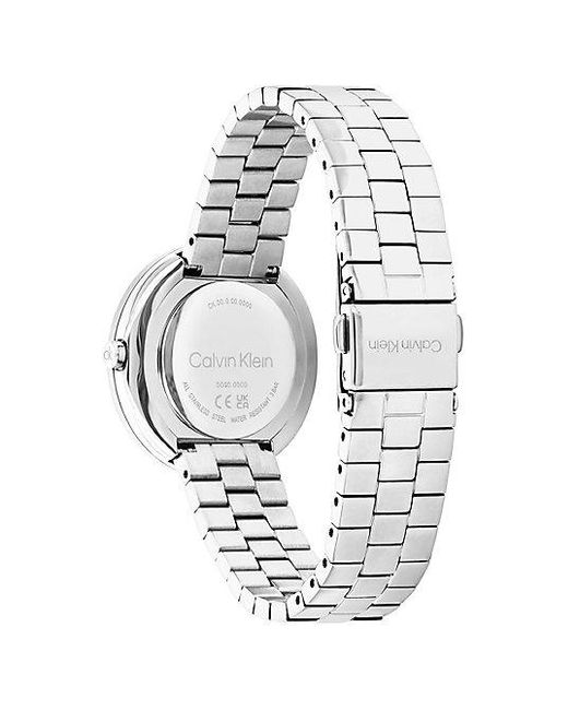 Calvin Klein White Twisted Bezel Bracelet Watch