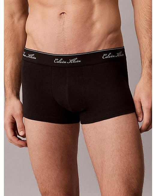 Calvin Klein Black 3 Pack Low Rise Trunks Icon Cotton Stretch for men