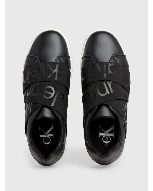 Baskets à enfiler en cuir Calvin Klein en coloris Black