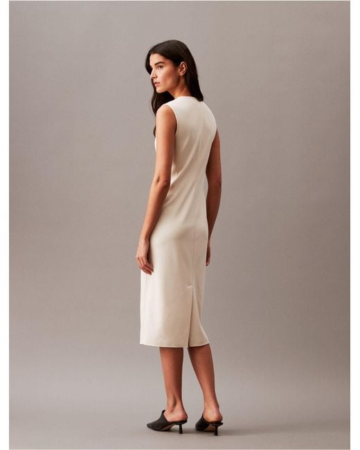 Calvin Klein Natural Stretch Crepe Sleeveless Midi Dress