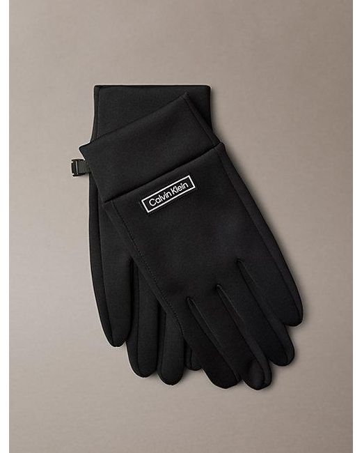 Calvin Klein Black Technical Stretch Touchscreen Gloves for men