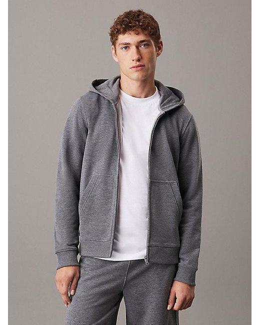 Sudadera con cremallera y capucha de felpa francesa Calvin Klein de hombre de color Gray