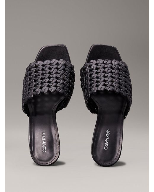 Calvin Klein Gray Woven Heeled Sandals