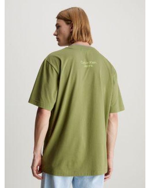 Camiseta oversized con monograma Calvin Klein de hombre de color Green