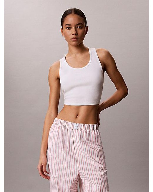 Calvin Klein Pyjamabroek Van Poplinkatoen in het Pink