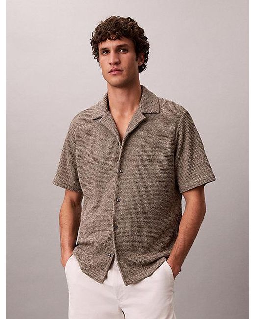 Calvin Klein Multicolor Textured Knit Short Sleeve Shirt for men