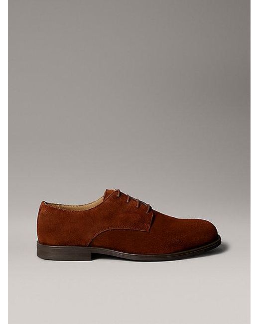 Calvin Klein Suède Derby-Veterschoenen Met Demping in het Brown voor heren