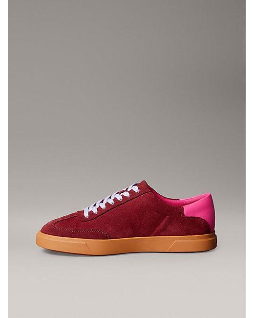 Calvin Klein Red Suede Signature Logo Trainers