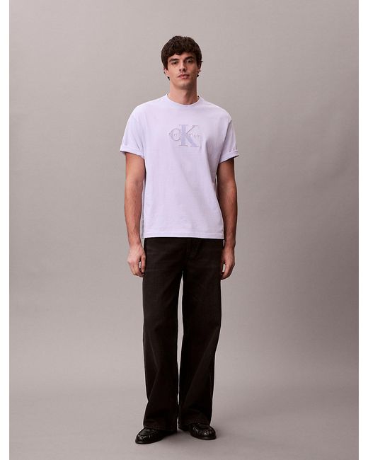 Calvin Klein Purple Relaxed Logo Appliqué T-Shirt for men