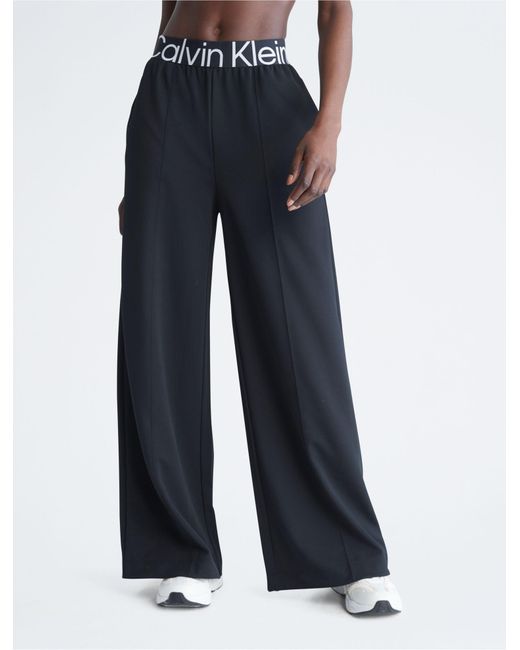 Calvin Klein Ck Sport Active Icon Wide Leg Track Pants in Blue