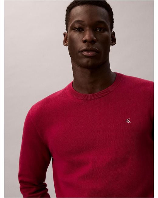 Calvin Klein Red Calvin Klein Smooth Cotton Sweater for men