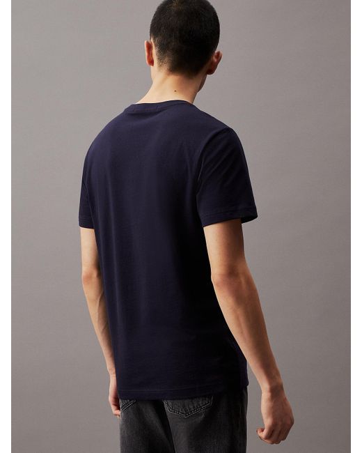 Calvin Klein Blue Cotton Monogram T-shirt for men