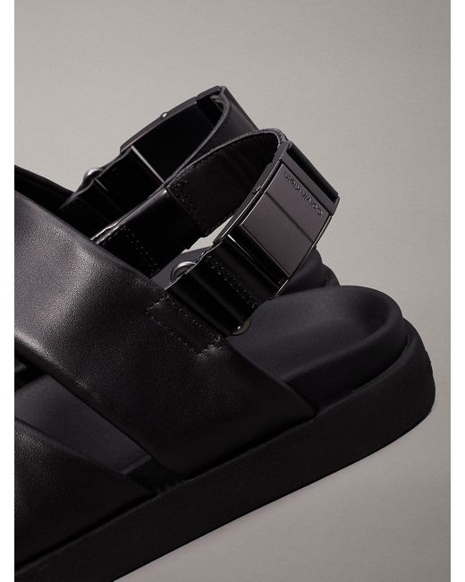 Calvin Klein Gray Leather Sandals for men