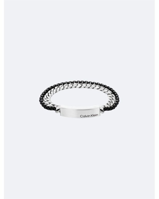 Calvin Klein Two-tone Stainless Steel Double Chain Bracelet for Men | Lyst