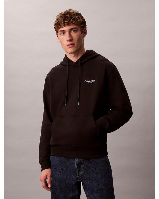 Calvin Klein Brown Cotton Terry Logo Hoodie for men